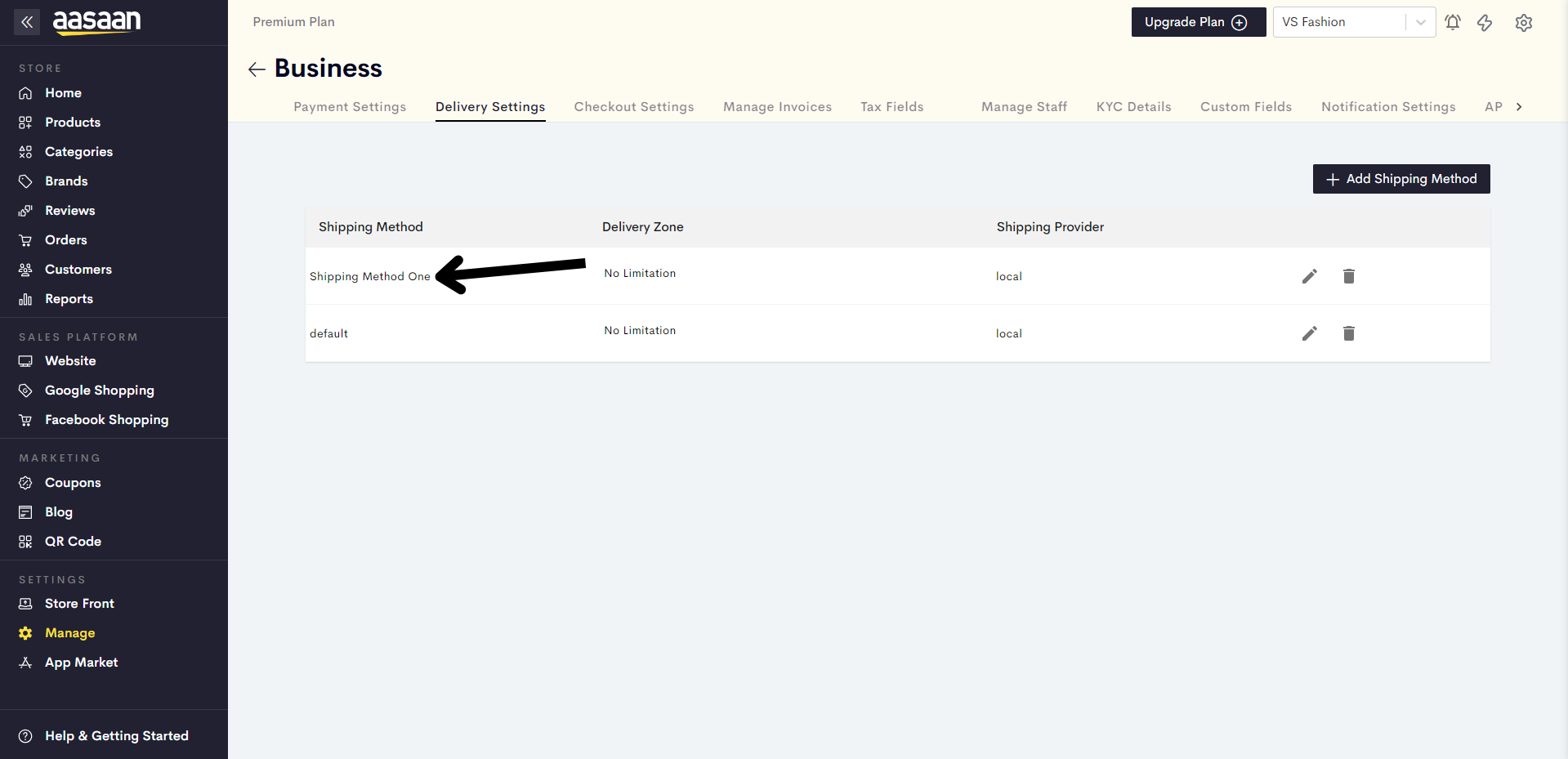 Custom shipping rates - Aasaan